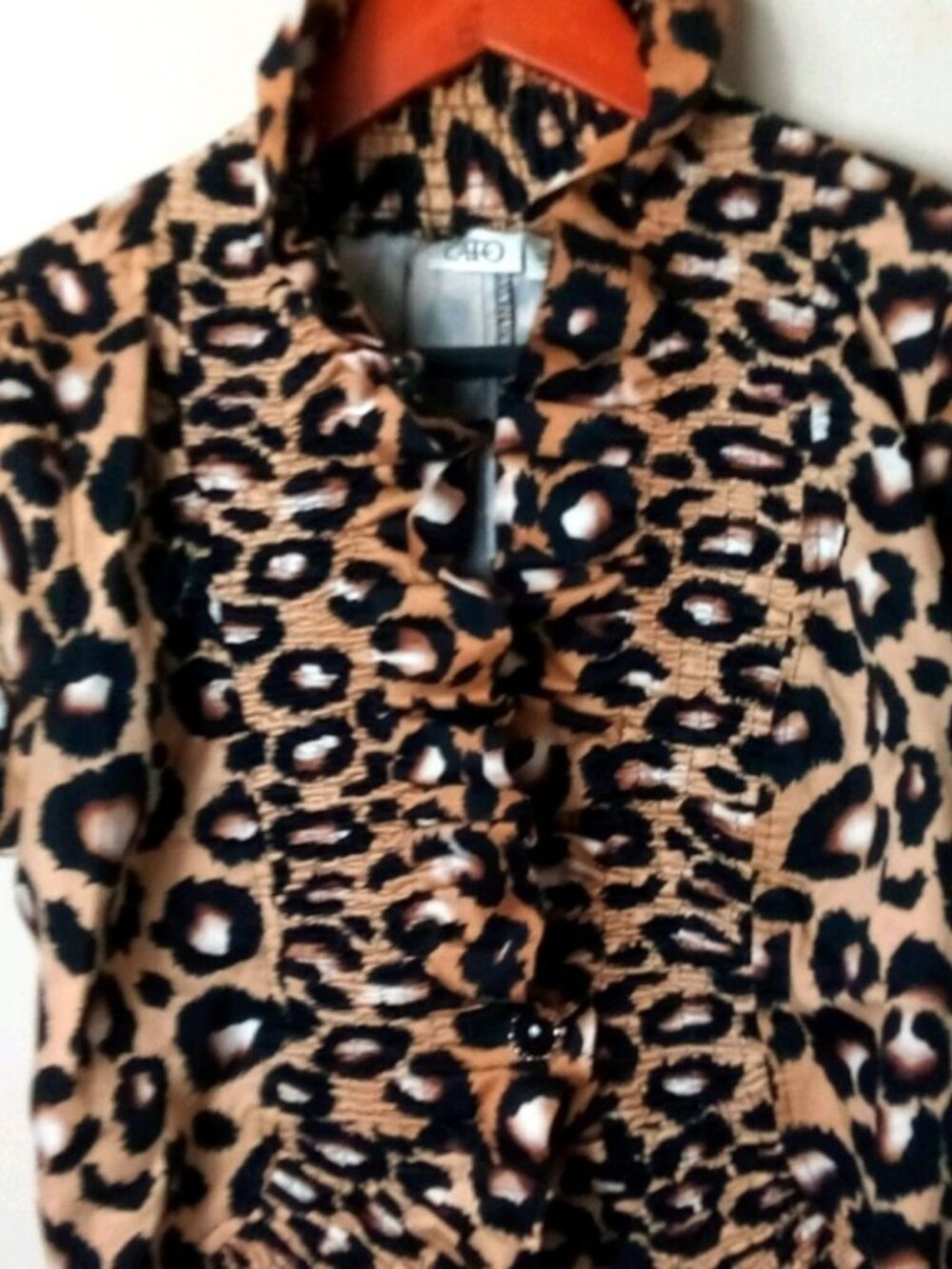 Cato S Mob Wife Black Gold Frilled Leopard Bolero Shrug Top